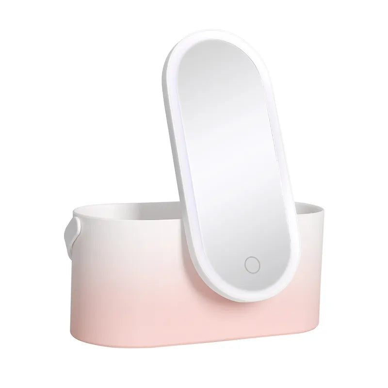 Boîte de Rangement de Maquillage avec Miroir Lumineux LED, Organiseur Portable de Voyage