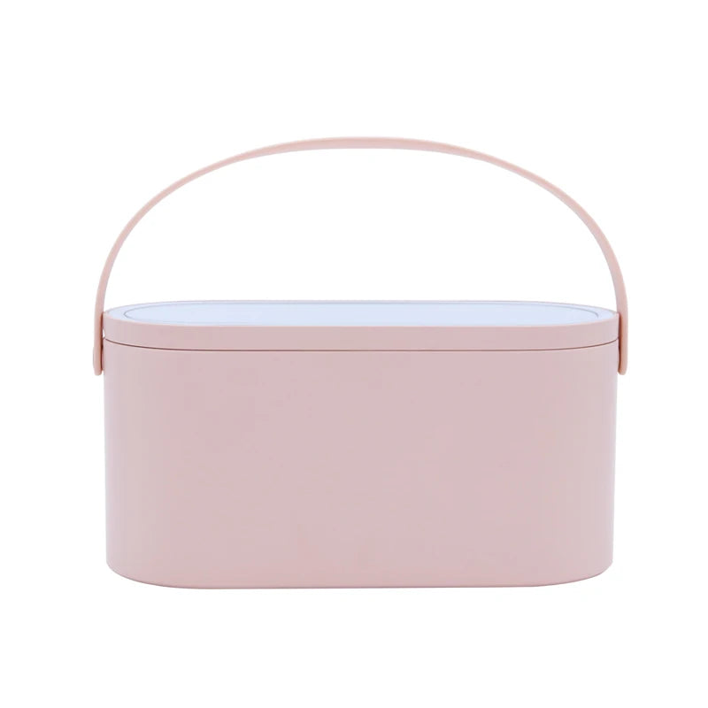 Boîte de Rangement de Maquillage avec Miroir Lumineux LED, Organiseur Portable de Voyage