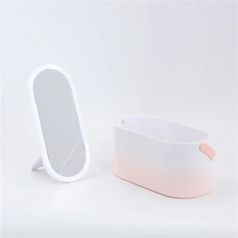 Boîte de Rangement de Maquillage avec Miroir Lumineux LED, Organiseur Portable de Voyage